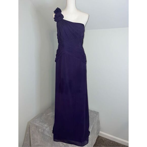 Women’s Wedding Guest Party Gown Bridesmaid One shoulder Dark Purple 10 - Picture 2 of 10